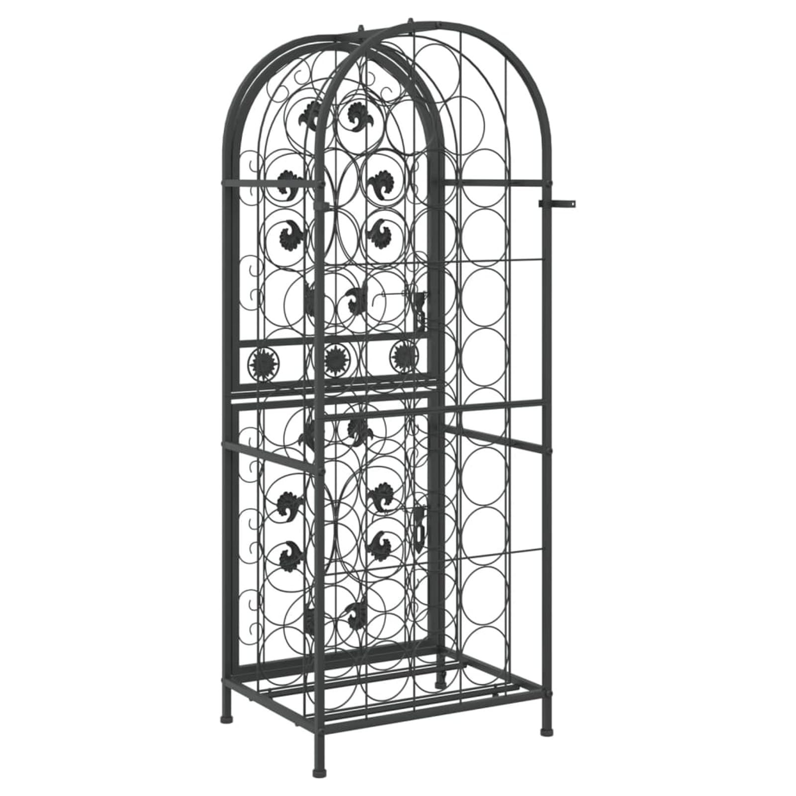 Homgoday Botellero de vino, botellero de vino, botellero de vino, soporte para vino, mueble para 41 botellas, negro, 45 x 36 x 120 cm, de hierro forjado