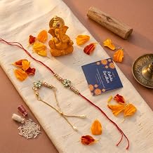 Traditional Lumba Rakhi with Ganesha for Bhaiya Bhabhi | Multicolor Thread Rakhi with Stone & Resin Work
