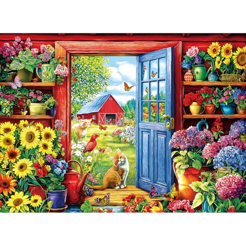 MINIWAN Puzzles for Adults 500 Pieces, Garden Cats Jigsaw Puzzle