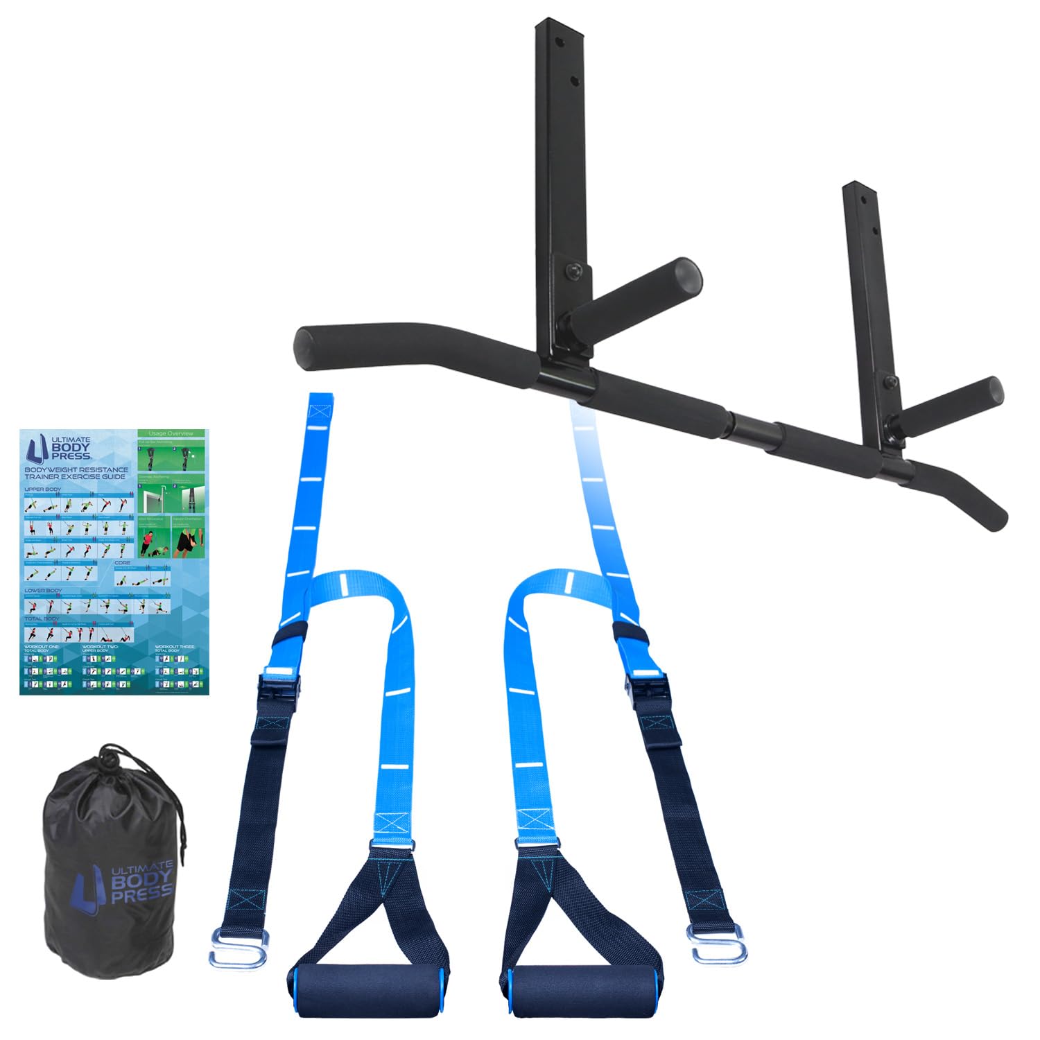 Joist Mount Pull Up Bar with Extra Hardware and Mounting Template for Easy Install to Beam or Rafter
