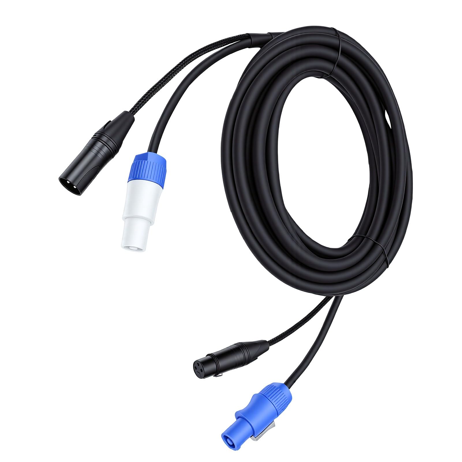 Alomejor Kabel Combo Sygnału Zasilania Prądem Przemiennym XLR Profesjonalny 23AWG Niezawodny Podczas wydarzeń Związanych z Oświetleniem Scenicznym 1 Jednostka (7.6M)