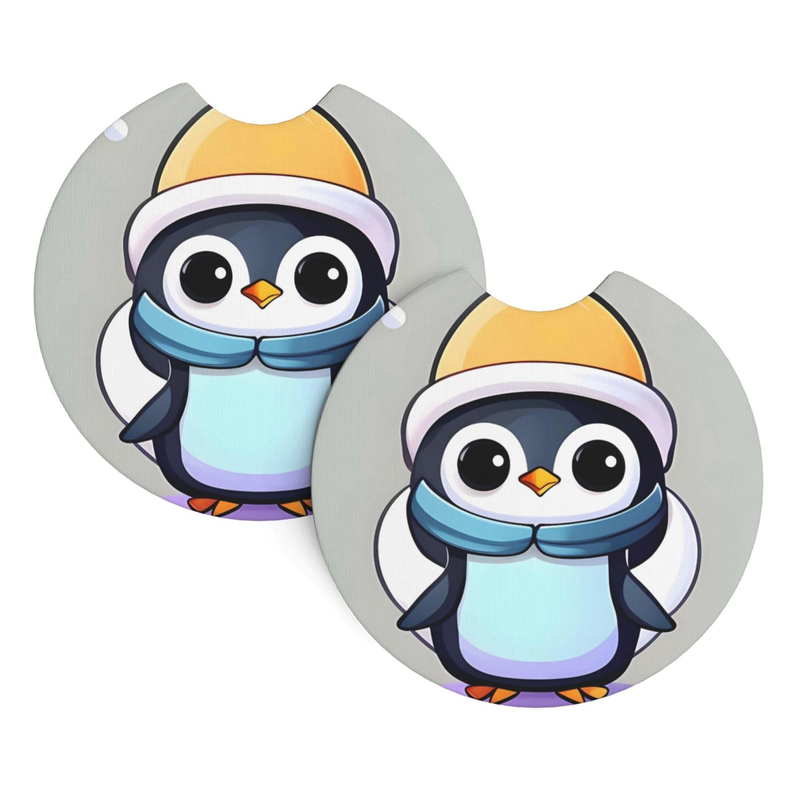 2 Pack Car Coaster for Cup Holders Cute Penguin Print Car Cup Coaster 2.7" Neoprene Non-Slip Automotive Cup Mat Universal Auto Car Interior Accessories for Women Men Cup Pad