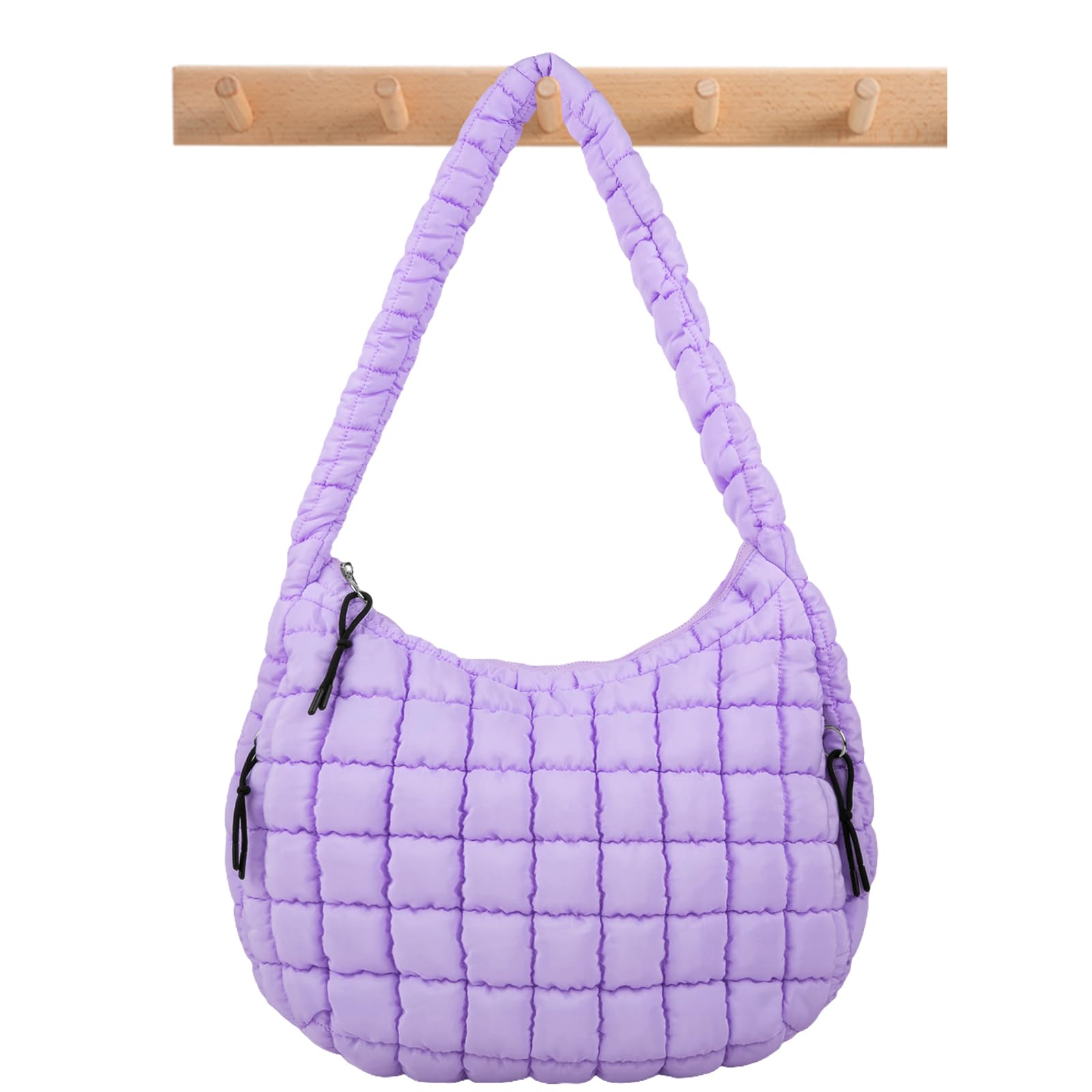 Quilted Puffer Tote Bag Puffy Crossbody Shoulder Bag with Zipper, Nylon Hobo Handbag Travel Carryall Bags for Women Girls