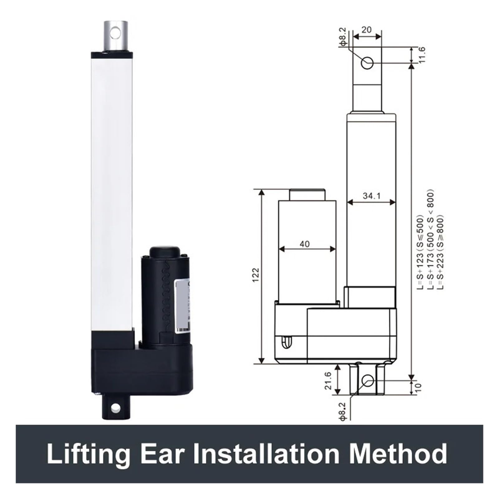 Linear Actuator 12V 800N Electric Furniture Motor Lift 900MM-1000mm AC220V 800N Robotic Arm(12V 1000MM Stroke,20MMS 400N)
