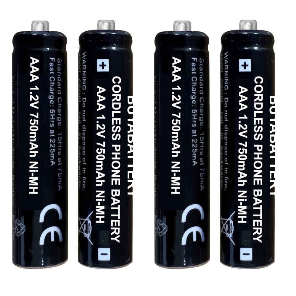 4 x Rechargeable AAA Cordless Telephone Batteries 750mAh 1.2V NiMH BuyaBattery suitable for BT, Siemens Gigaset and Panasonic Phones