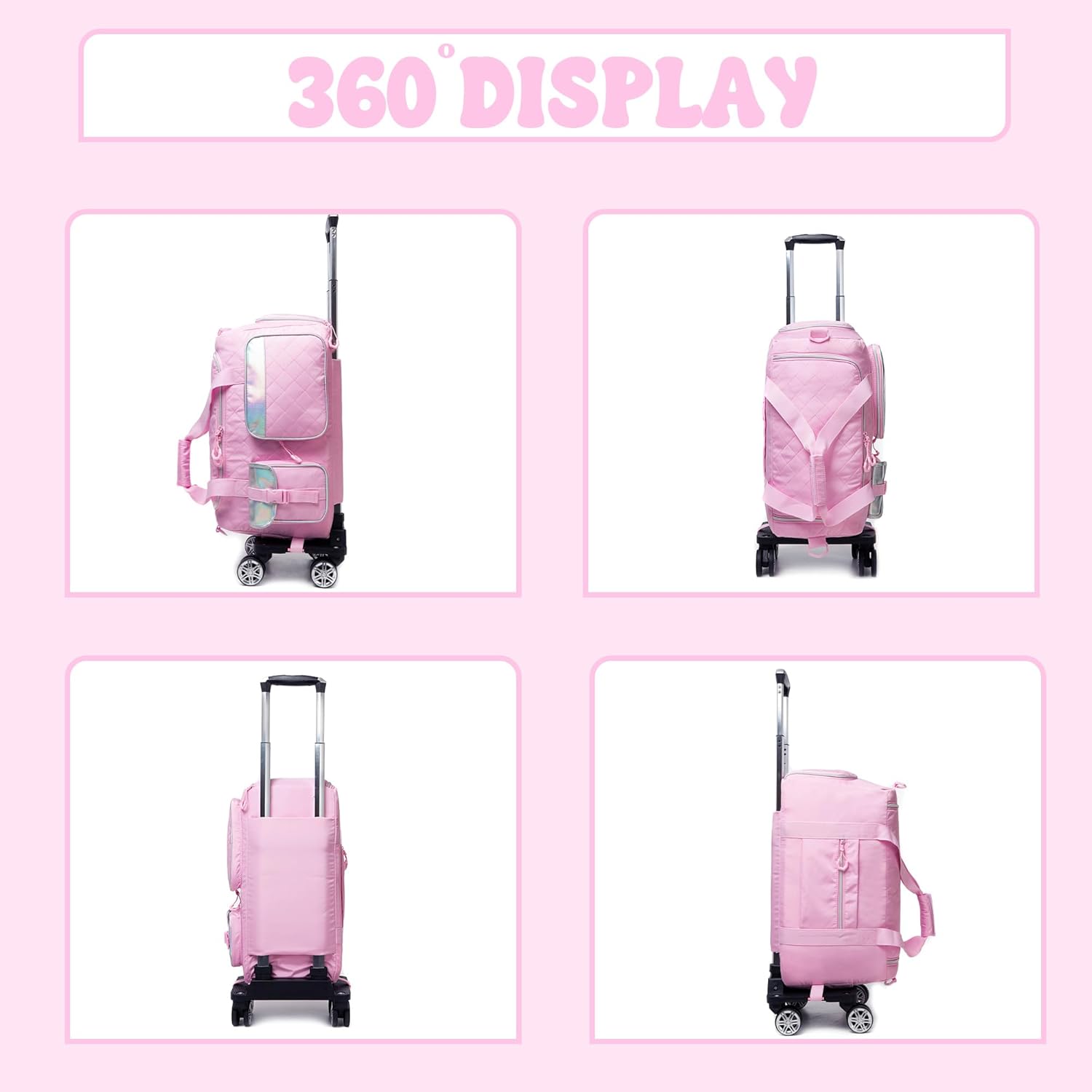 Rolling Duffle Bag with Wheels Women Travel Bag with Wheels Weekender Bags for Women with Toiletry Bag Carry On Luggage Overnight Bag for Women with Shoes Compartment - Image 5