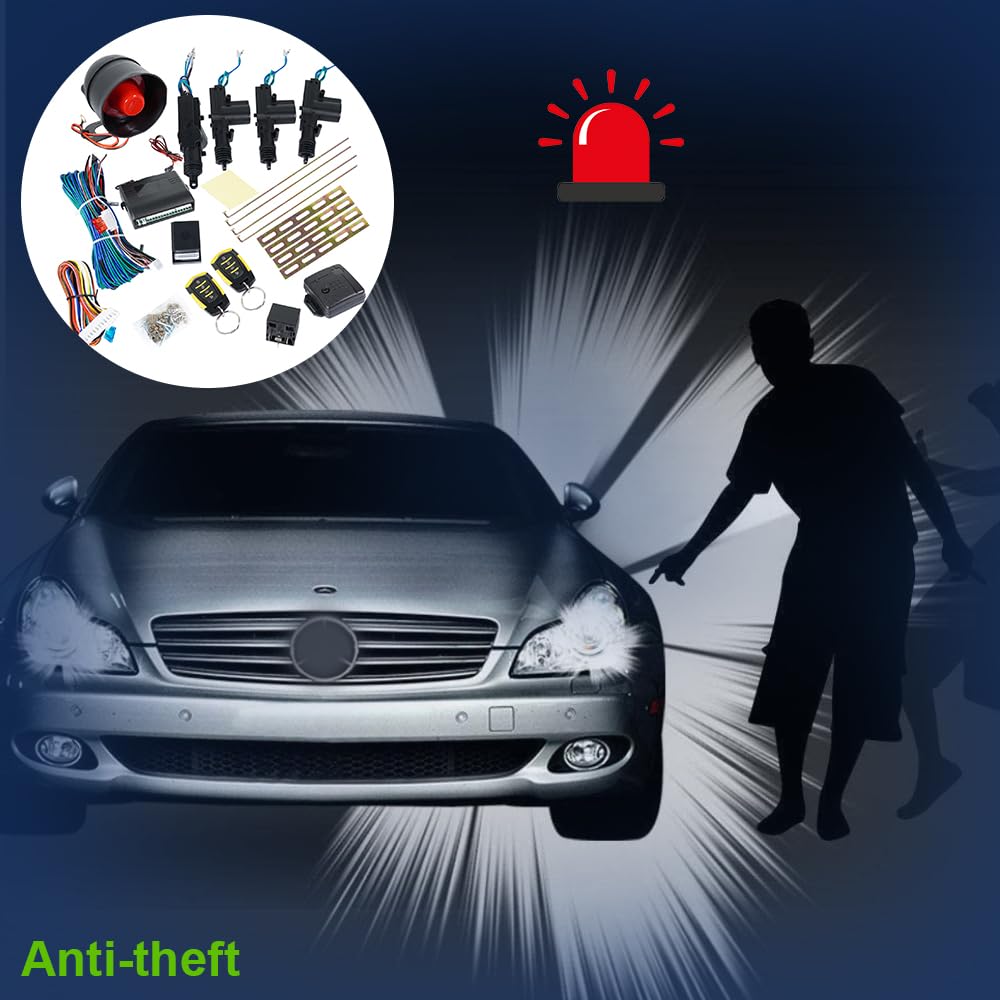 Unifizz Kit universale di chiusura centralizzata a distanza per auto, senza chiave, sistema di allarme antifurto, per auto