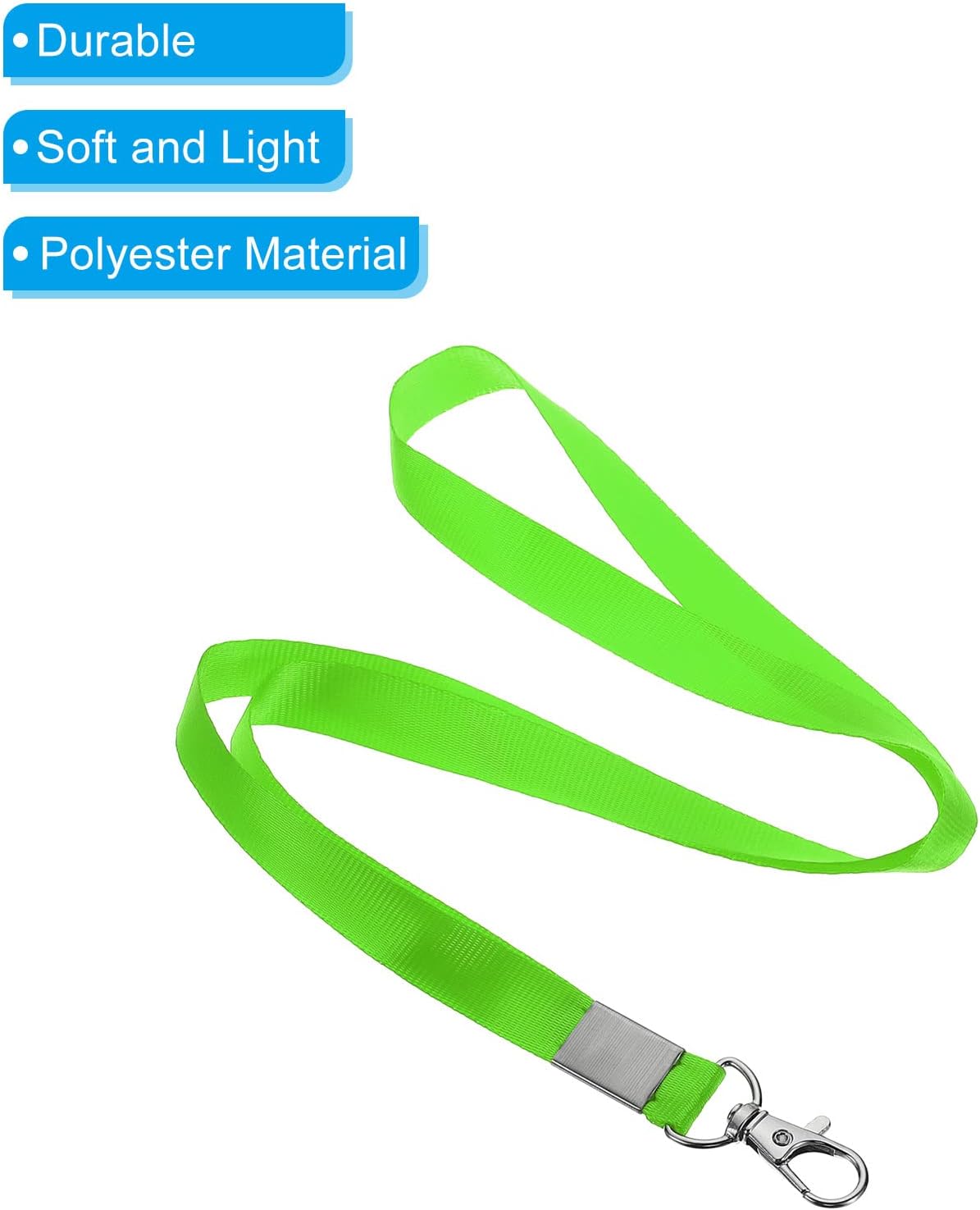 PATIKIL 17" Neck Lanyards, 5 Pack 0.6" Width Flat Strap Lanyard with Swivel Hook Clip for Name Tag Badges Holder ID Card Keys, Fluorescent Green
