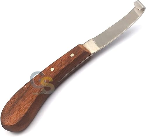 Miniatura 2 de G.S HOOF cuchillo de hoja ancha mano derecha herrero equino hoja de acero inoxidable mango de madera