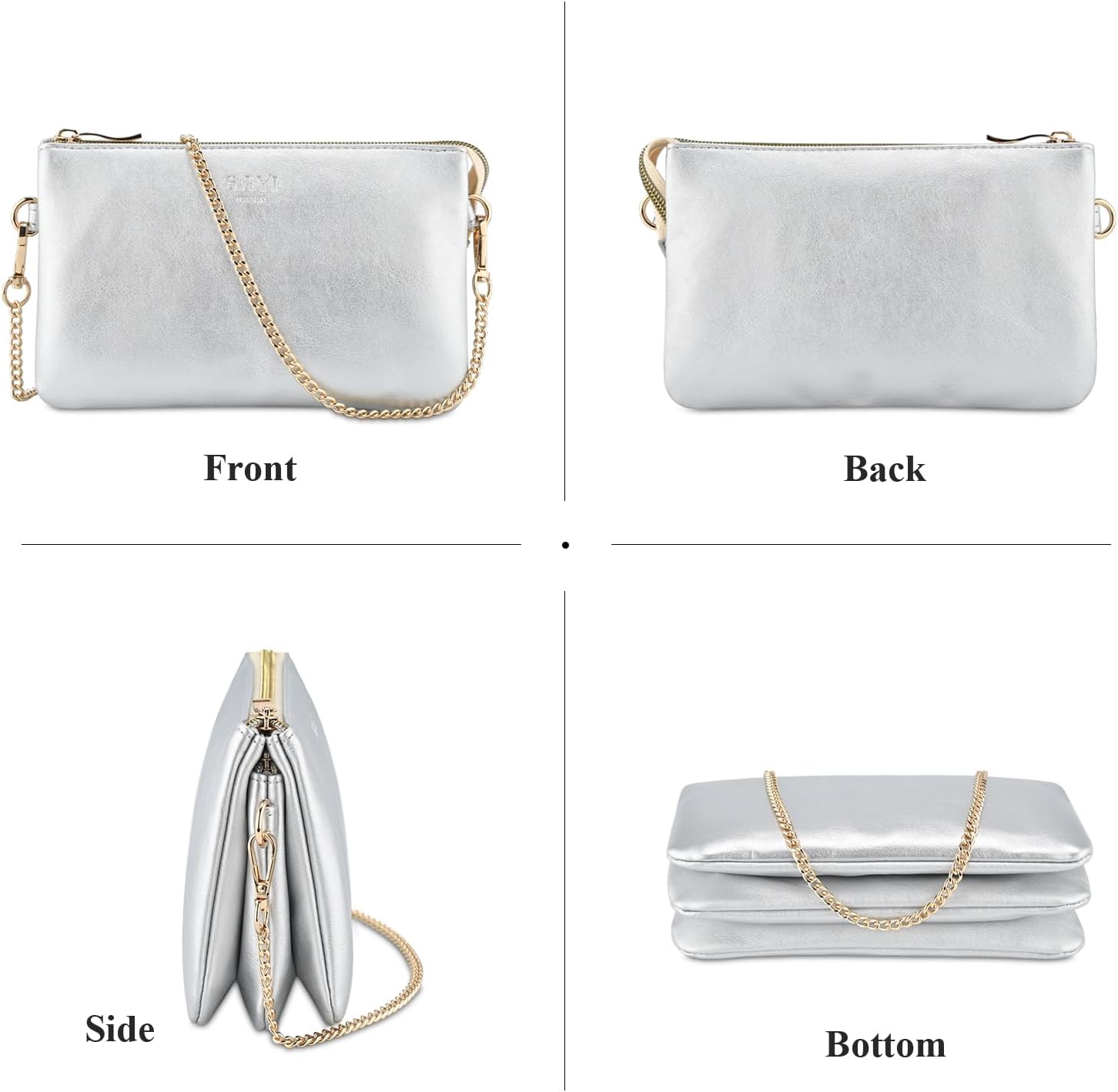 Wristlet Purses for Women, Vegan Leather Crossbody Evening Zip Clutch Bag with Strap | Vegan Leather, Evening, Zip, with Strap - Image 5