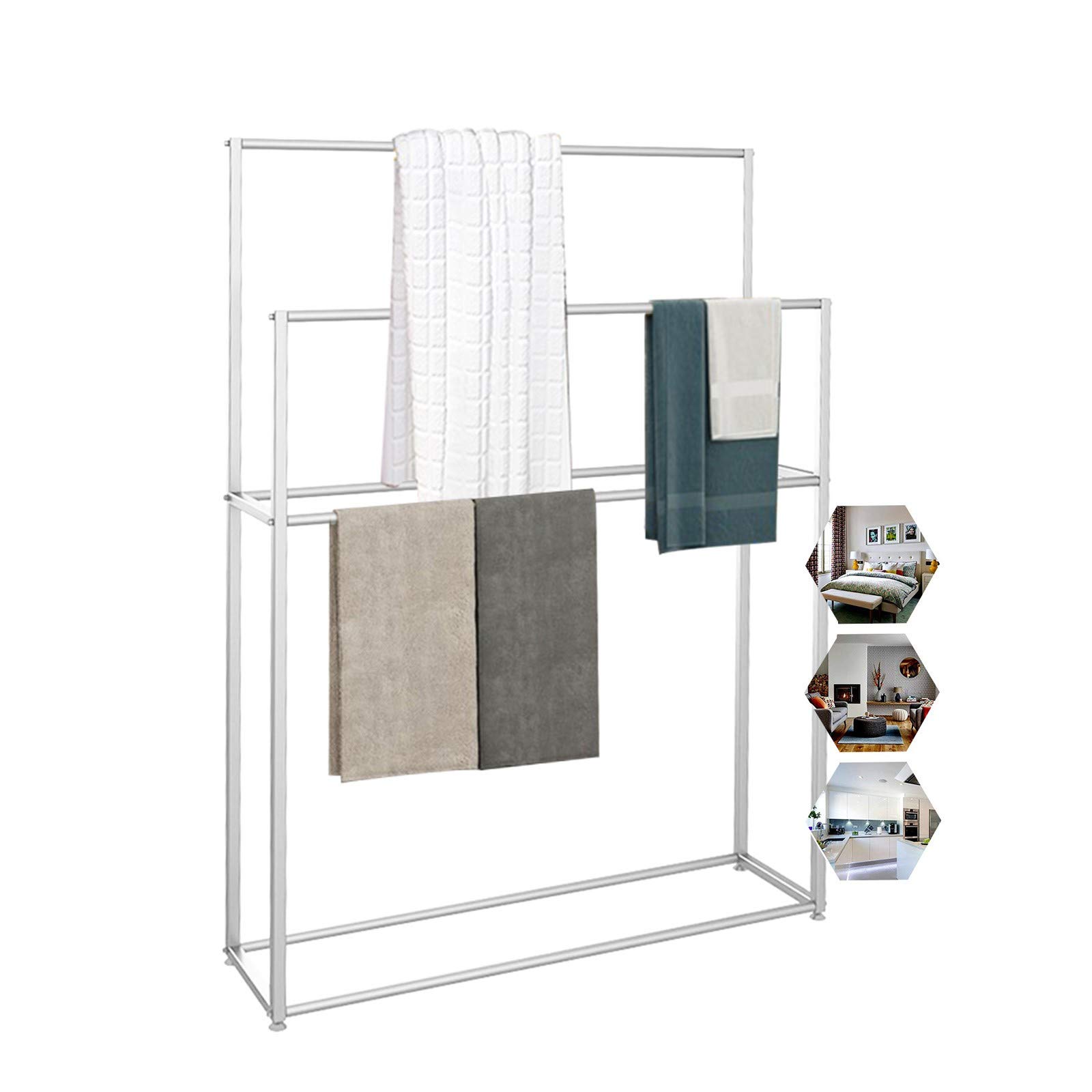 NEECS Portasciugamani da Bagno Indipendente/portasciugamani per la casa dell'hotel, portasciugamani da Bagno in Metallo a 4 Barre/portasciugamani per la casa dell'hotelStand Alone, Porta