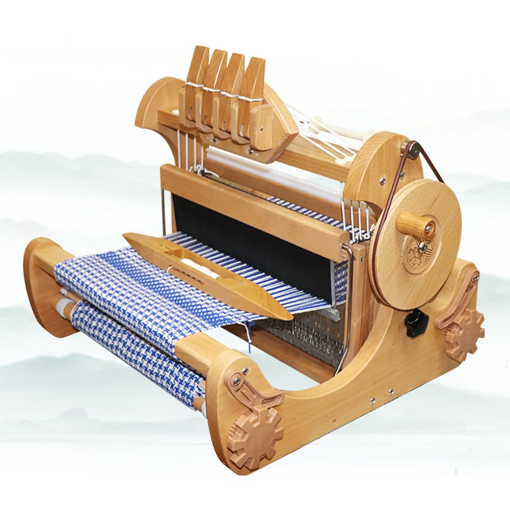 Telar Manual De 4 Arneses, Máquina De Tejer De Escritorio Plegable, con Marco De Urdimbre Pequeño, Trinquete De Trinquete, Bobinadora Multifuncional, Ancho Máximo De Tejido 30 Cm