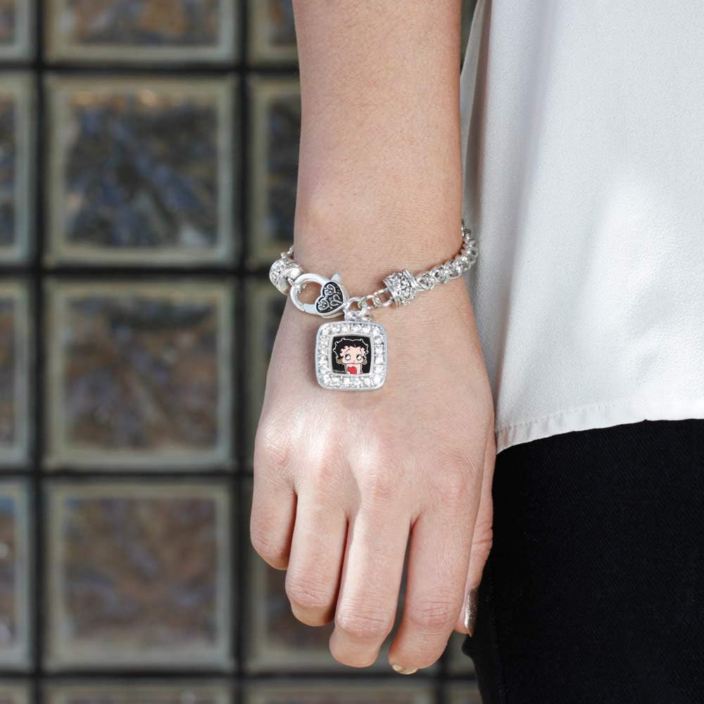 Inspired Silver - Silver Square Charm Bracelet with Cubic Zirconia Jewelry - Image 3