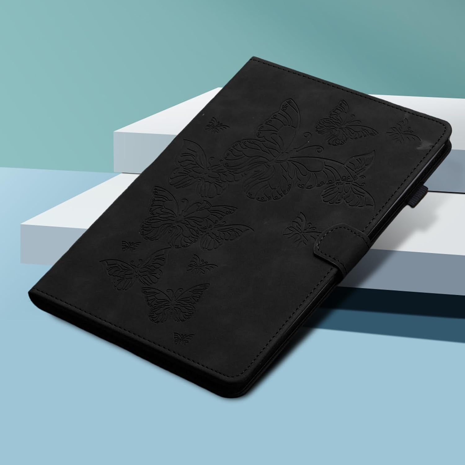 Dteck Butterfly Case for Fire HD 10 Tablet (9th/7th/5th Generation, 2019/2017/2015) - PU Leather Slim Case with Auto Sleep Wake Adjustable Viewing Angles Stand Folio Fire HD 10 Cover 10.1" (Black)