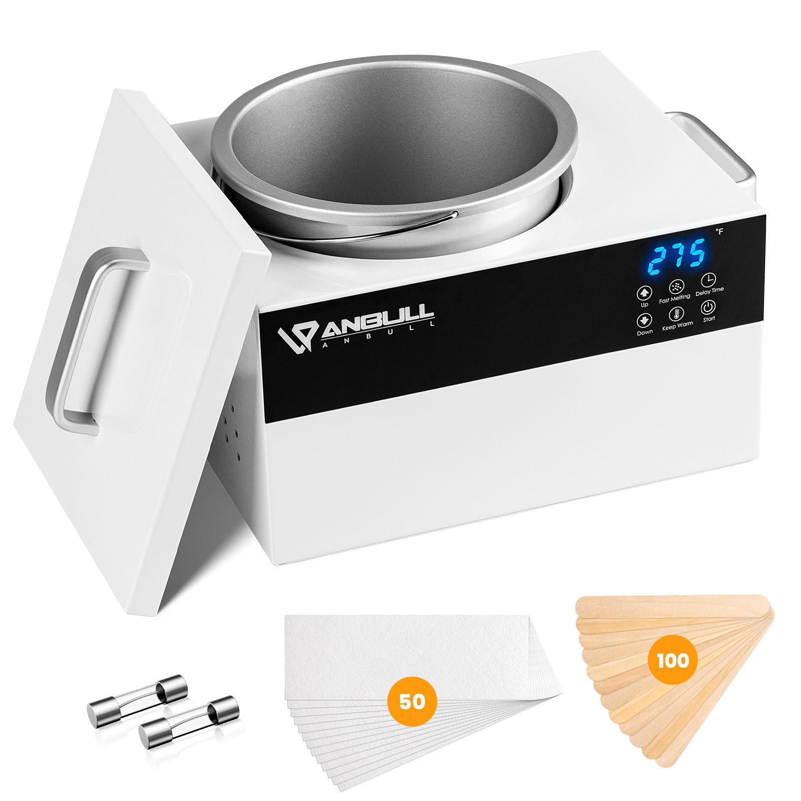 ANBULL 5.5lb Large Wax Pot for Hair Removal Digital Display, Non-stick Single Wax Heater Pot, Professional Waxing Warmer can Adjustable Temperature