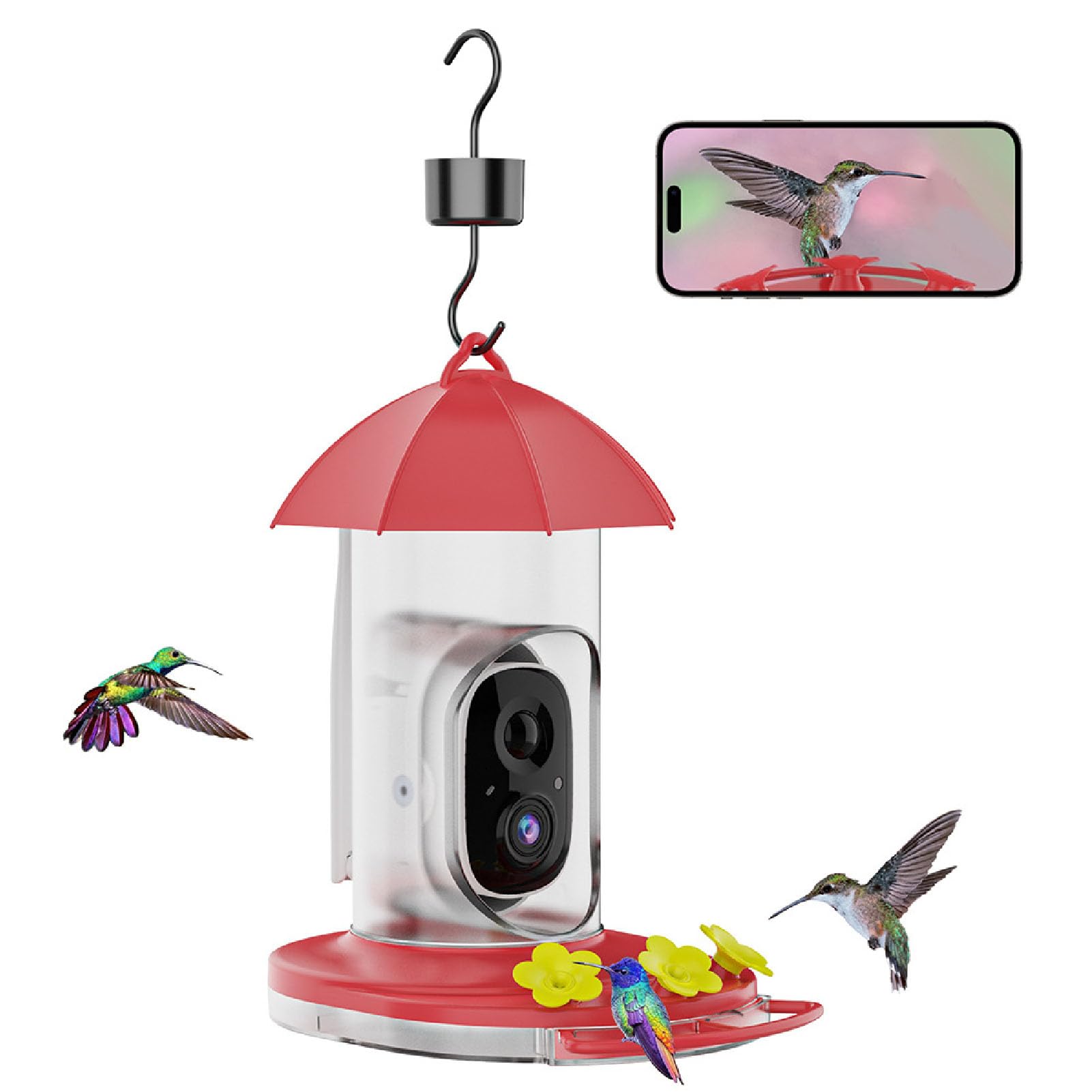 Telecamera per Mangiatoia per Uccelli da Esterno Ad Energia Solare Telecamera di Registrazione in Loop HD 1080P per Osservatori della Fauna Selvatica