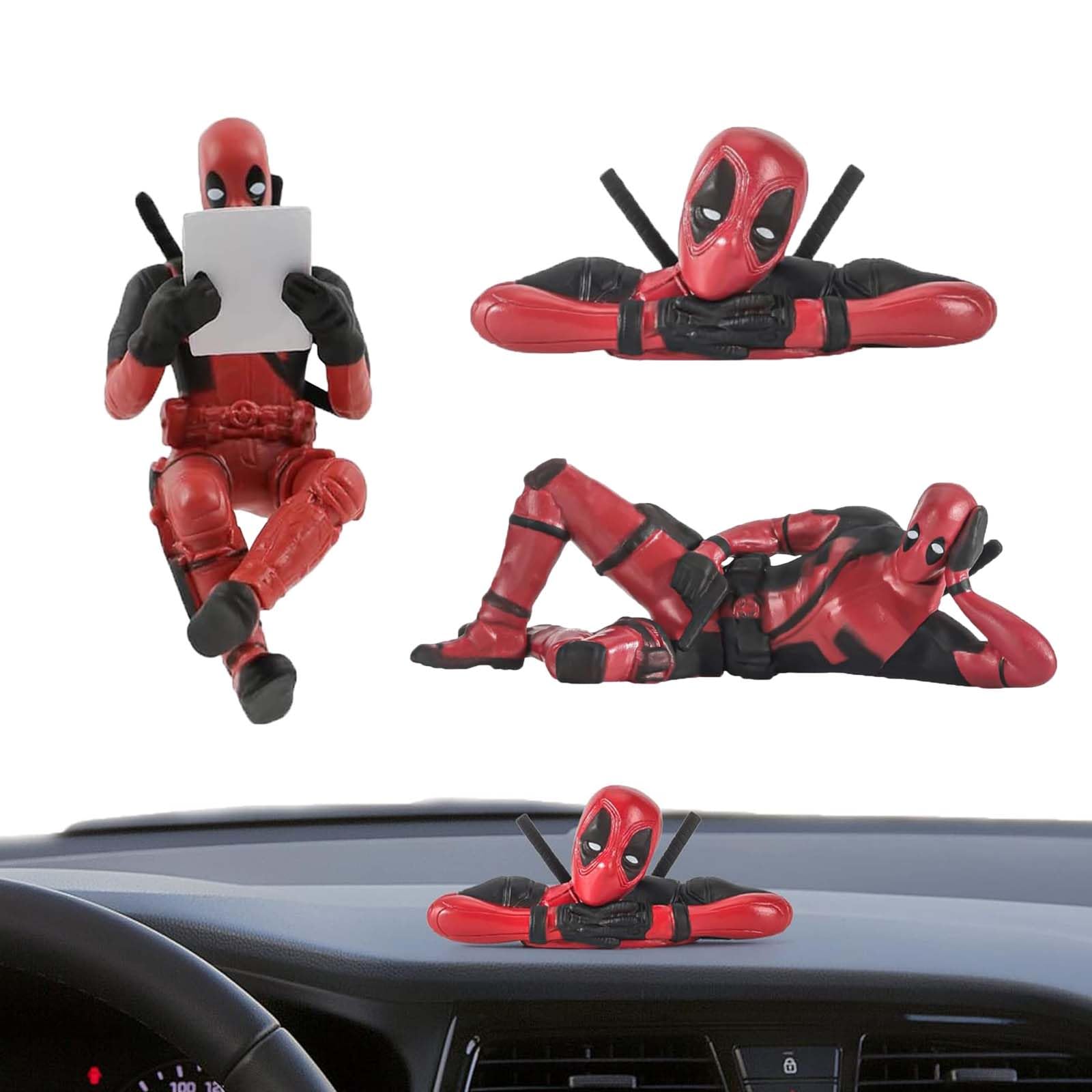 3 Piezas Figura Decorar Figuras Decoracion Coche Figura Desdpool Decoraciones de Escritorio Figura de para Interior del Coche Oficina Dormitorio