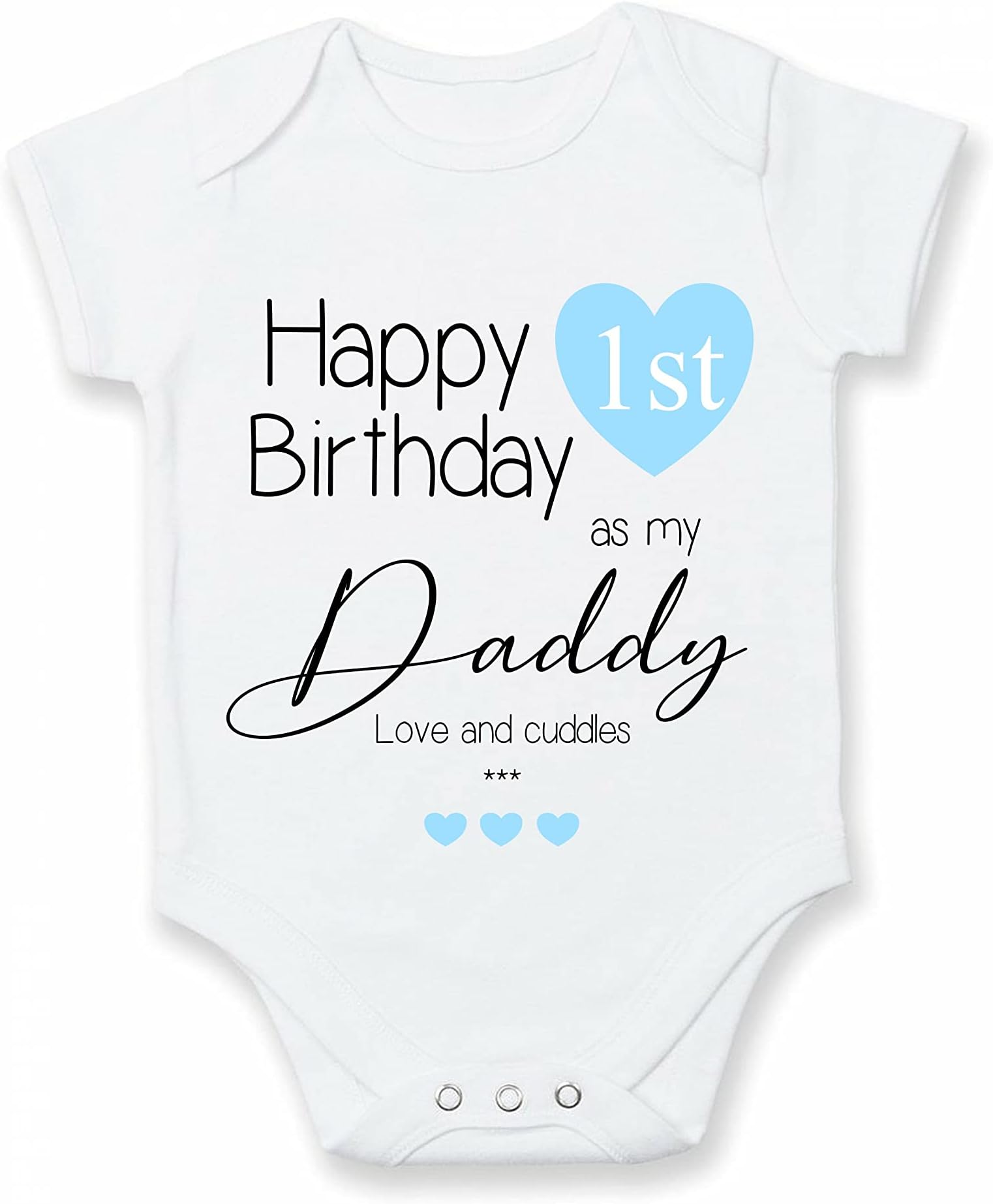 allaboutthebumpHappy 1st Birthday as my Daddy with Blue Hearts Printed Baby Vest/Bodysuit