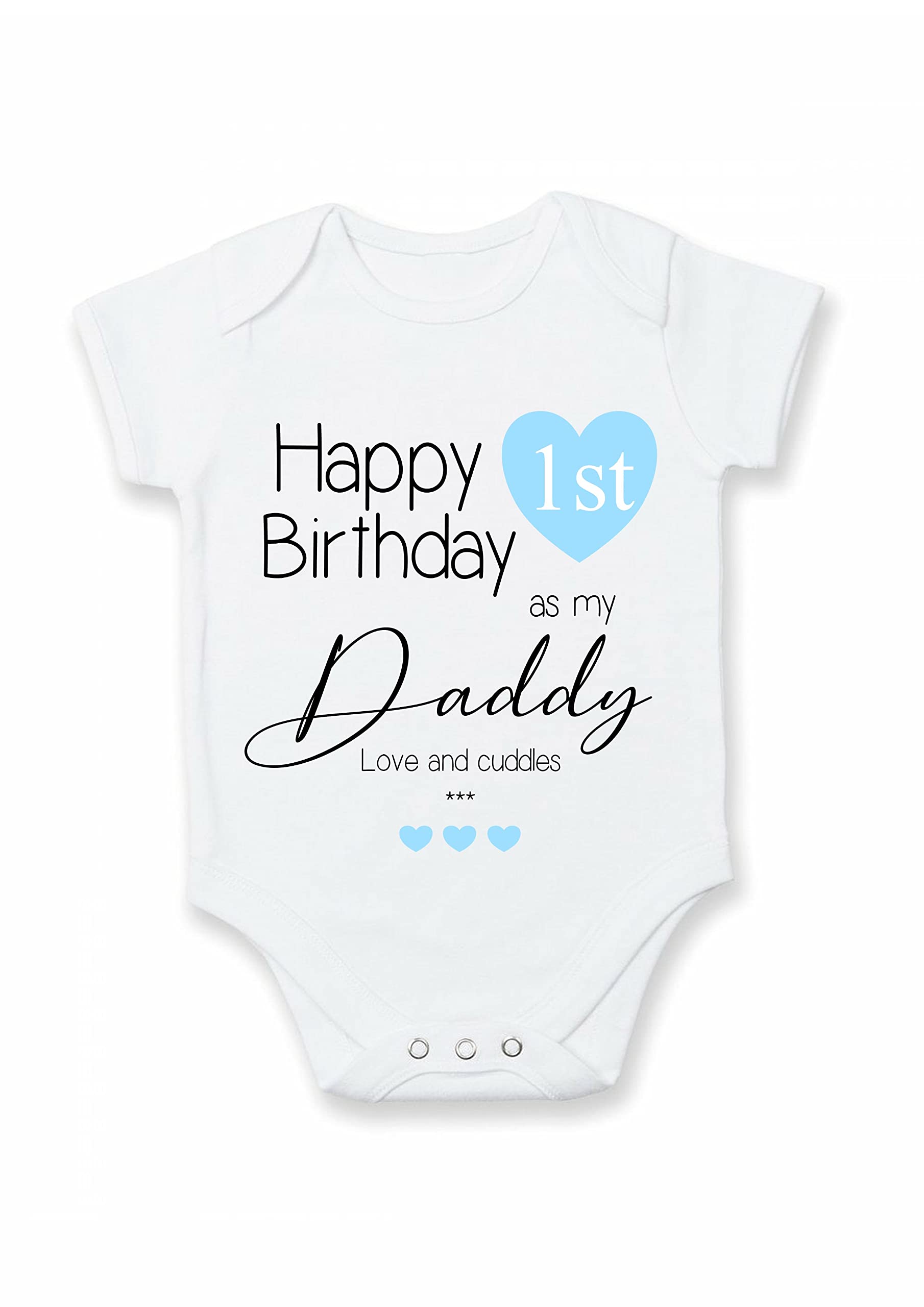 allaboutthebumpHappy 1st Birthday as my Daddy with Blue Hearts Printed Baby Vest/Bodysuit