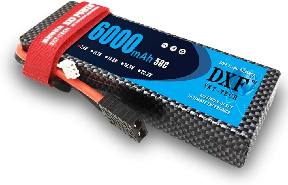 DXF 6000mAh 50C 2S 7.4V Hardcase Lipo Battery with TRX Connector for 1:8 Scale RC Car, RC Airplane, RC Helicopter, RC Boat
