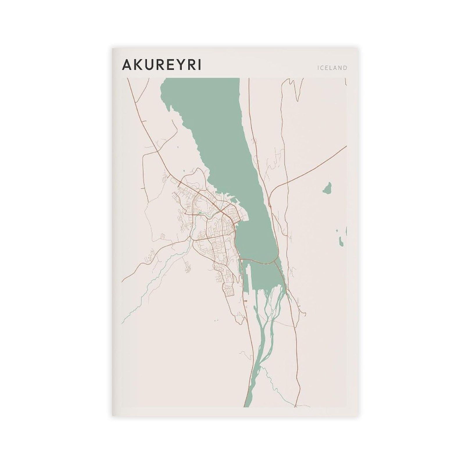 HEYANM Akureyri Map Poster Akureyri Print Poster Wall Art Iceland Travel Gift Farmhouse Decor Canvas Poster Wall Art Paintings for Living Room Bedroom Decoration Unframe 16x24inch