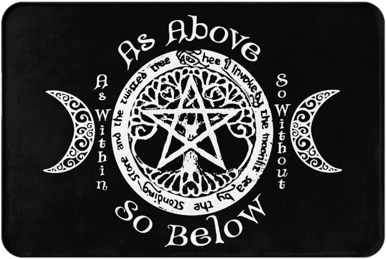 Wiccan Pagan Witch Indoor Doormat Home Entrance Interior Front Door Mat Anti-Slip Rubber Door Front Pad 24x16 in