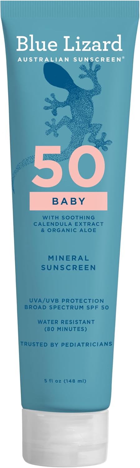 BABY Mineral Sunscreen with Zinc Oxide, SPF 50+, Water Resistant, UVA/UVB Protection with Smart Cap Technology - Fragrance Free, 5 oz. Tube | 100% Mineral, Water Resistant, UVA/UVB Protection, Vegan, Fragrance Free, Nourishing with Organic Aloe, Lightweight, For Baby