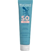 Blue Lizard BABY Mineral Sunscreen with Zinc Oxide, SPF 50+, Water Resistant, UVA/UVB Protection with Smart Cap Technology - Fragrance Free, 5 oz. Tube