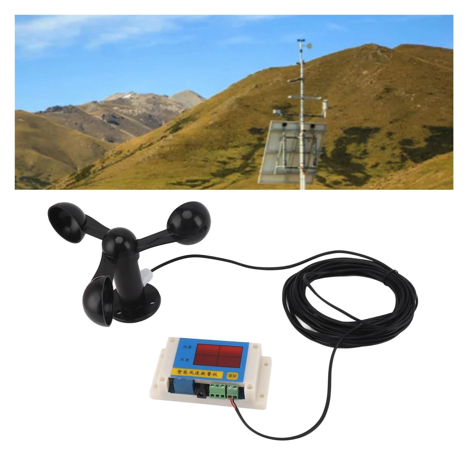 3 Fan Blades Tower Crane Anemometer 360 Degeree Measurement Alarm Wind Speed Meter High Accuracy Anti Interference for Fishing