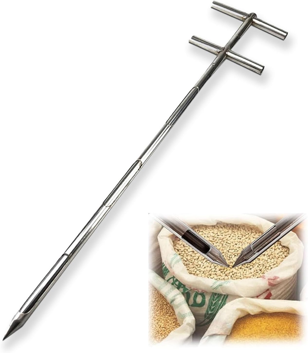 Grain Probe Sampler:Stainless Steel Soil Sampler Probe - Grain Probe Tube for Cement & Fertilizer Sampling, Durable Solid Probe for Rice - Available in 1m and 2m Lengths (39.4x1.25in / 78.7