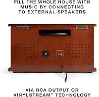 Vista 6 de Victrola Navigator - Reproductor de discos Bluetooth 8 en 1 con altavoces integrados, tocadiscos de 3 velocidades, reproductor de CD, cassette
