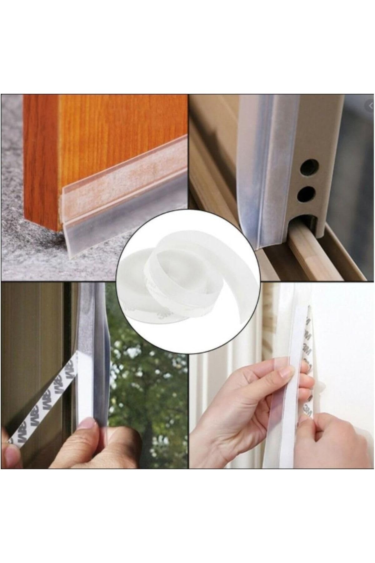 Optana 3 Metre Cam Balkon Pencere Kapı Altı Yapışkanlı Rüzgar Önleyici Rüzgar Kesici Şerit Bant Toz Lastiği