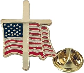 Trade Winds Wholesale Pack of 3 USA 50 Star Wavy Flag with Christian Cross Motorcycle Hat Cap Lapel Pin