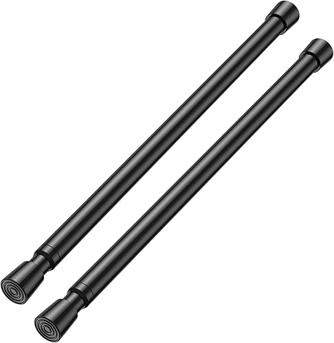 SISELBA Barra de tensión negra, pequeña barra de tensión de 18 a 28 pulgadas, barra de cortina ajustable de tensión pequeña, sin taladrar, barra de