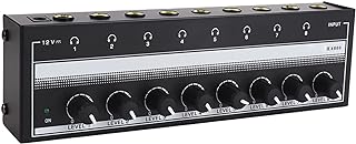 8-Channel Headphone Amplifier, Portable Metal Stereo Audio Amplifier with 12V Power Adapter, Home Audio Amplifier System for Studio and Stage