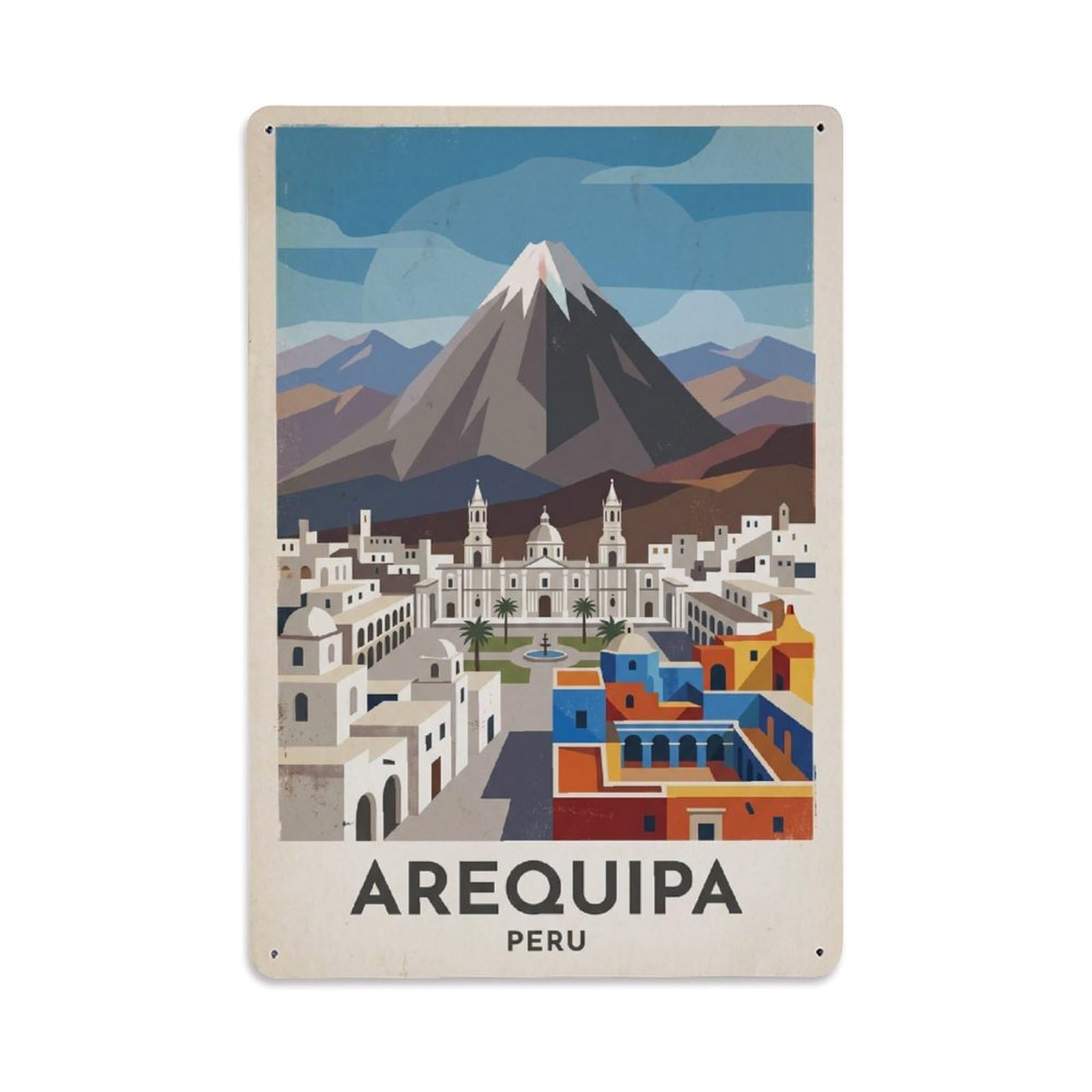 Retro Peru Arequipa Travel Metal Tin Sign