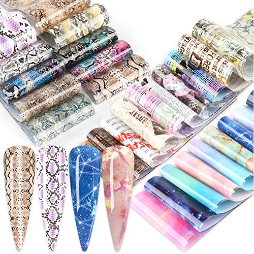 Butterfly Nail Foil Transfer Stickers Nail Decals Butterfly Flower lace Newspaper Nail Art Supplies Manicure Tips Wraps Foil Transfer Glitters Acrylic Designs DIY Nail Decoration Set 50 Sheets