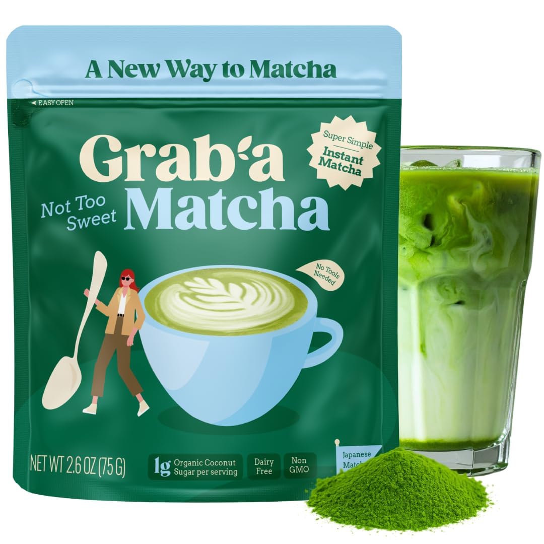 Graba Matcha Organic Instant Slightly Sweetened Matcha Green Tea Powder Easy to Make Matcha Latte Mix Unique Gift