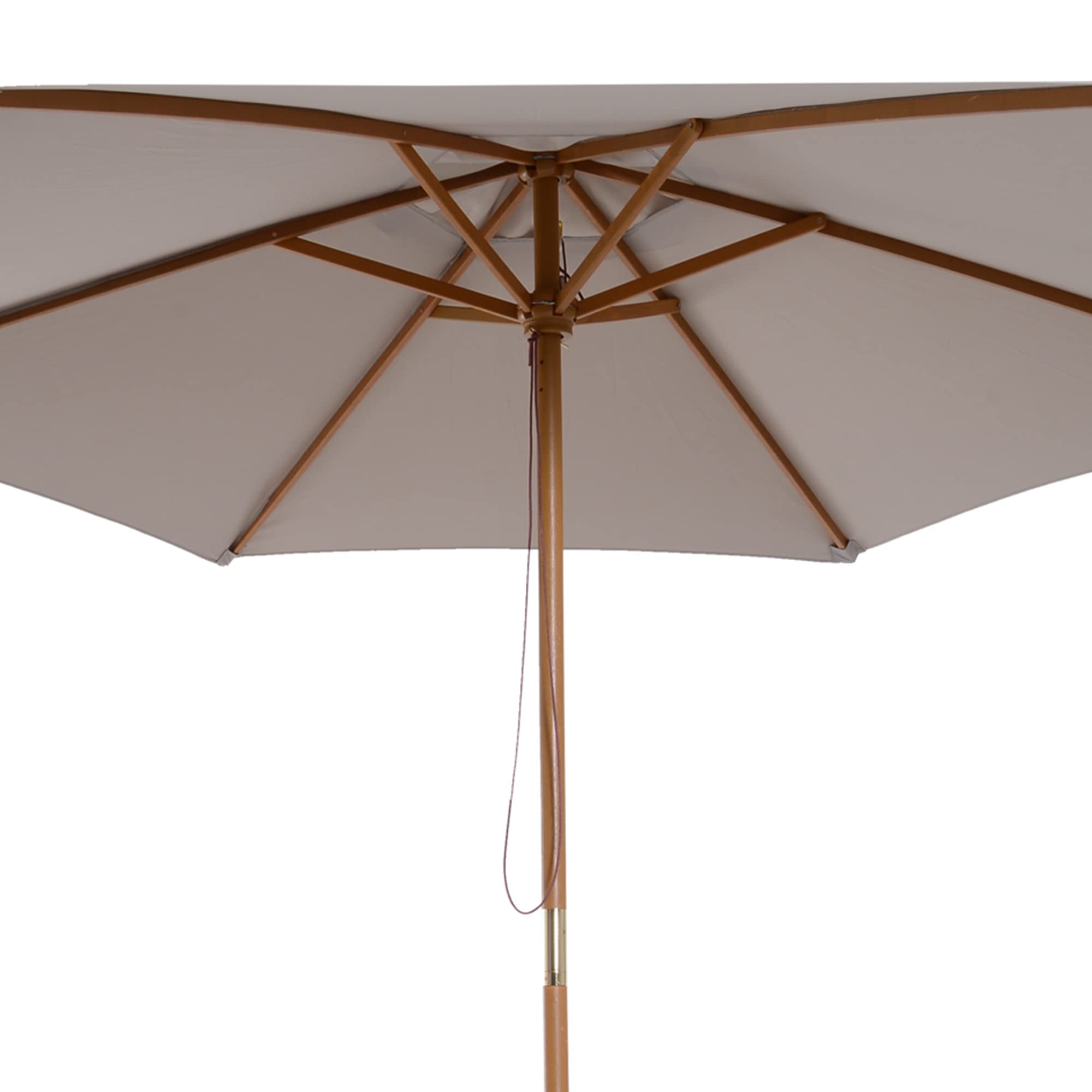 Outsunny Sombrilla de Jardín Ø250x230 cm Parasol de Terraza Gris | 6 Varillas, Poste Desmontable, Anti-UV, Impermeable, Marco de Madera, para Playa, Patio