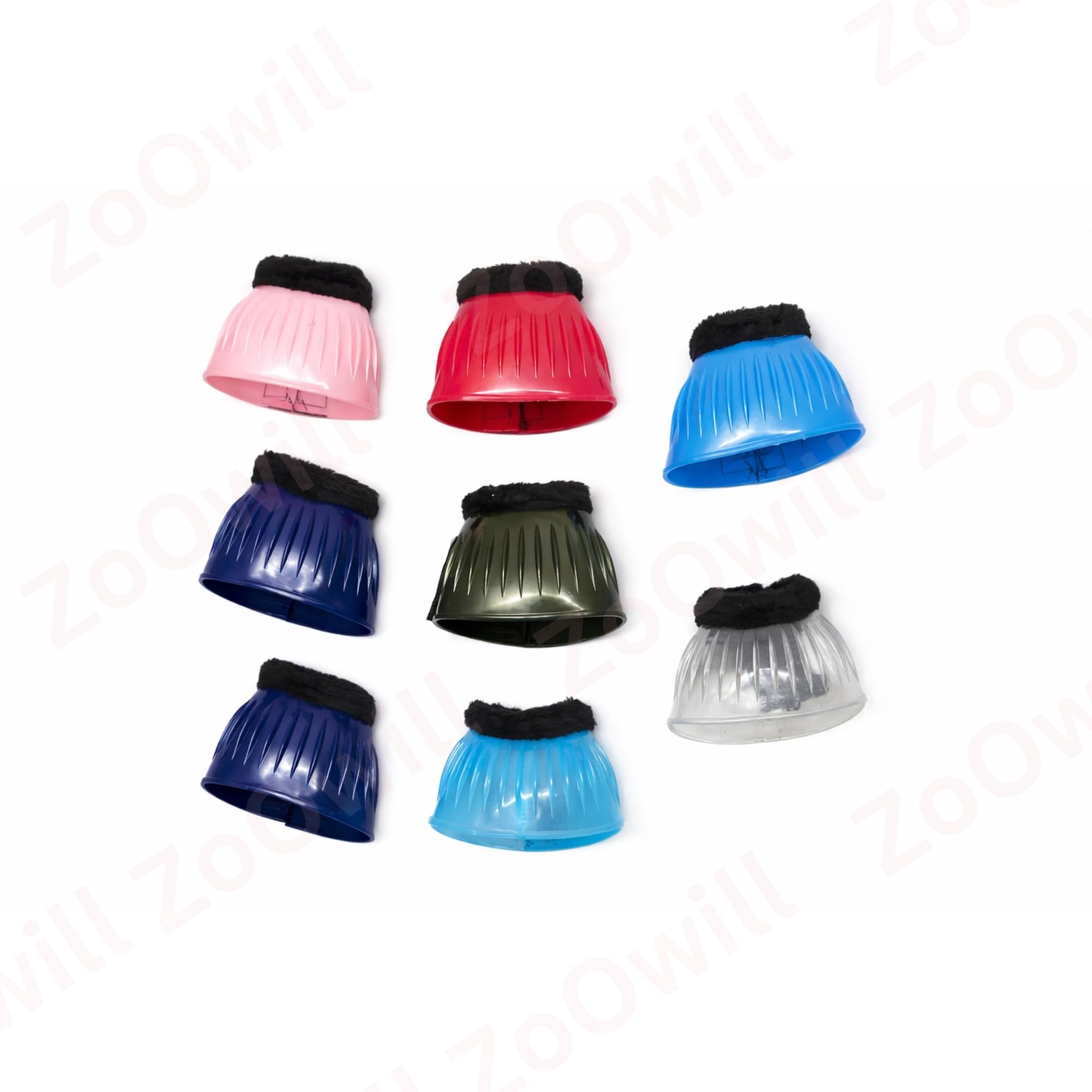 ZoOwill Horse Hoof Protection Bell Boots with Fleece Trim, Black Rubber & Fleece, (Pair of 2) Many Color. (INKI Blue)-image-6