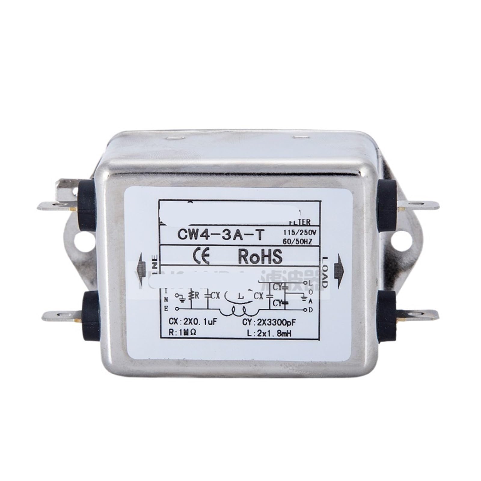 Filtro de Potencia CW4, Filtro Ruido antiinterferencias, 220 V, 3 A, 20 A, 10 A, Etapa única, Mejorado | CW4-3A-T