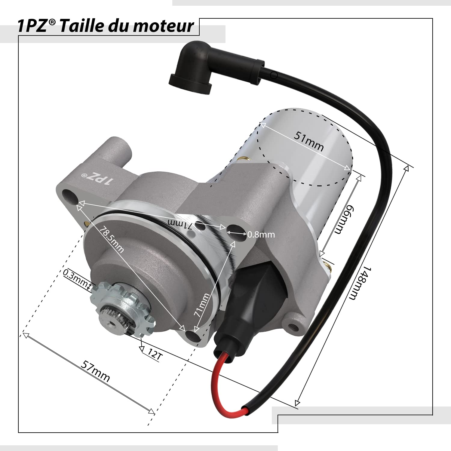 1PZ FMT-50C Démarreur à 3 boulons pour Moteur 50cc 70cc 90cc 100cc 110cc 125cc ATV Quad 4 temps Go-Kart Dirt Pit Bike Wheeler