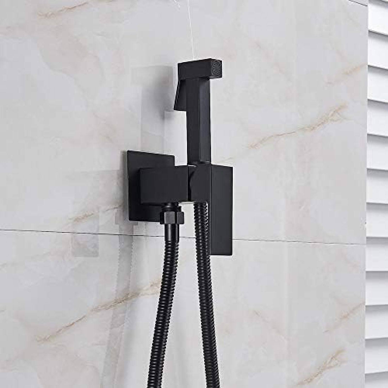 LYGXWJFC Rubinetto per Bidet Rubinetto per Doccia in Ottone Miscelatore per Lavatrice Gru per Acqua Calda Fredda Spruzzatore Quadrato Rubinetti per WC-Nichel Spazzolato, Nichel Spazzolato(Nero Opaco)