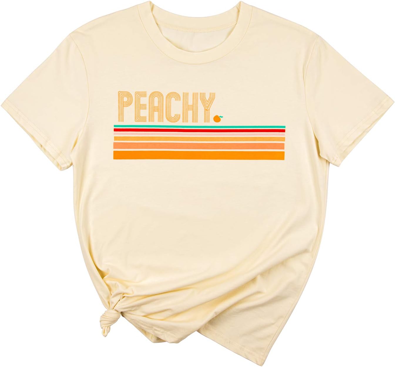 Womens Just Peachy T Shirt Casual Summer Short Sleeve Fruit Graphic Tees (XL, Pattern-C)