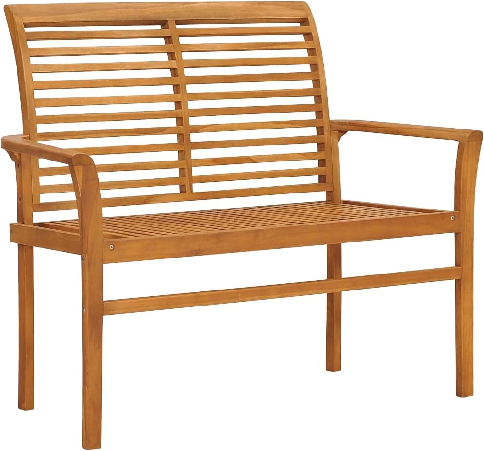 Garden Bench Teak Brown Fine Sanded Teak Hardwood 44.1 in Durable,Solid Teak Wood Garden Bench Durable & Weatherproof Outdoor Seating for Backyard, Patio, or Patio Furniture