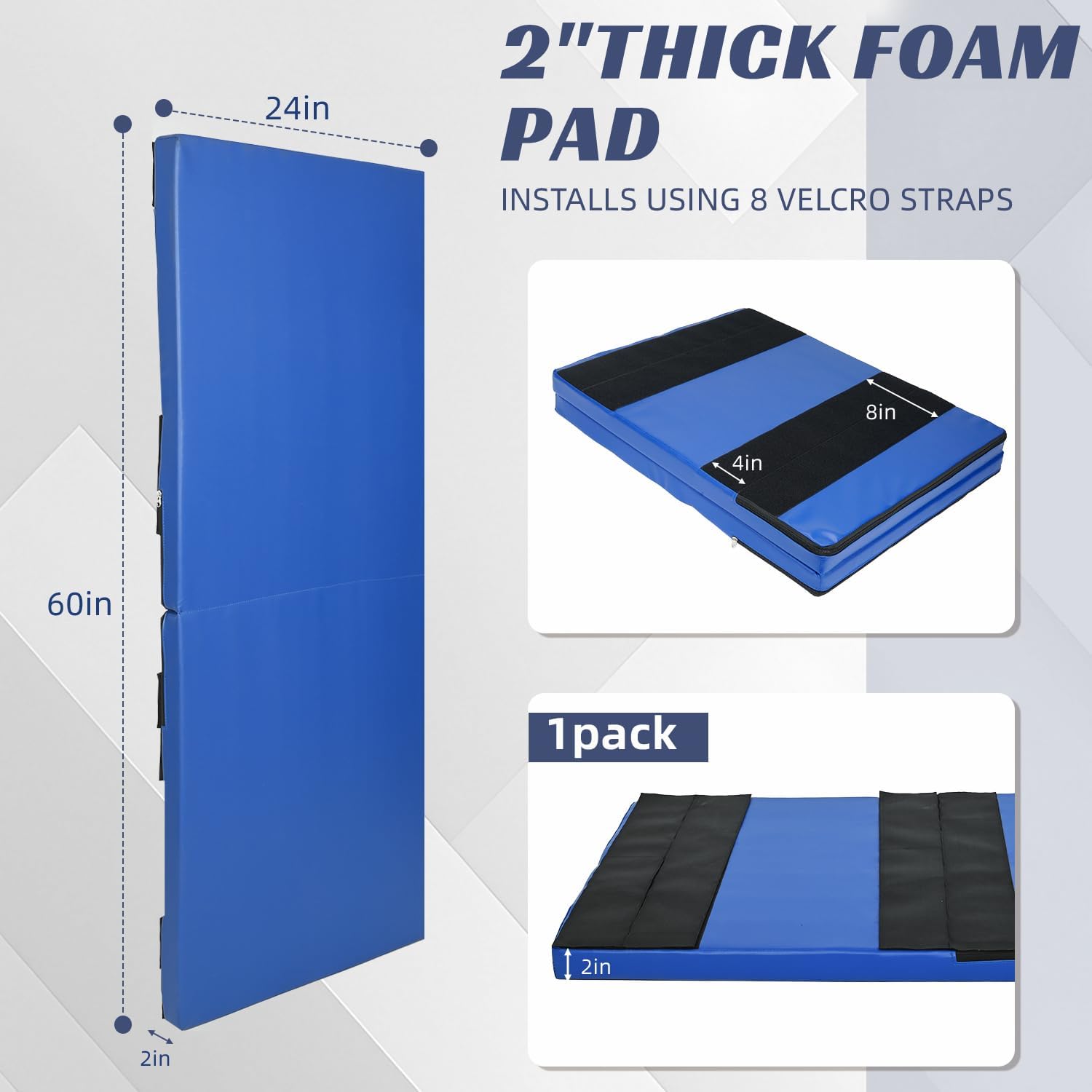 1pc Wall Pads for Gym 60" L x 24" W, 2" Thick Wall Cushion Padding image 2