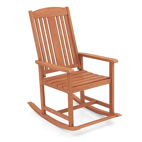 Giantex Outdoor Rocking Chair, Solid Wood High Back Rocker with