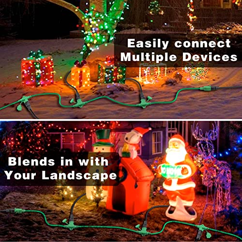 Kasonic Outdoor Extension Cord 50 Ft, Evenly Spaced 6 Outlets Plugs, 16/3 Sjtw Weatherproof Multiple Outlets Wire For Landscaping Light, Holiday Decoration And Christmas, Etl Listed, Green #TOP6