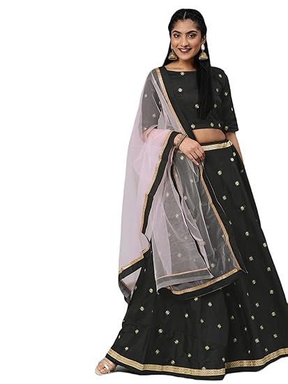 Women Embroiderd Taffeta Silk Ethnic wear Semi-stitched Lehenga Choli With Dupatta Set (Y_F_525700_Purple)