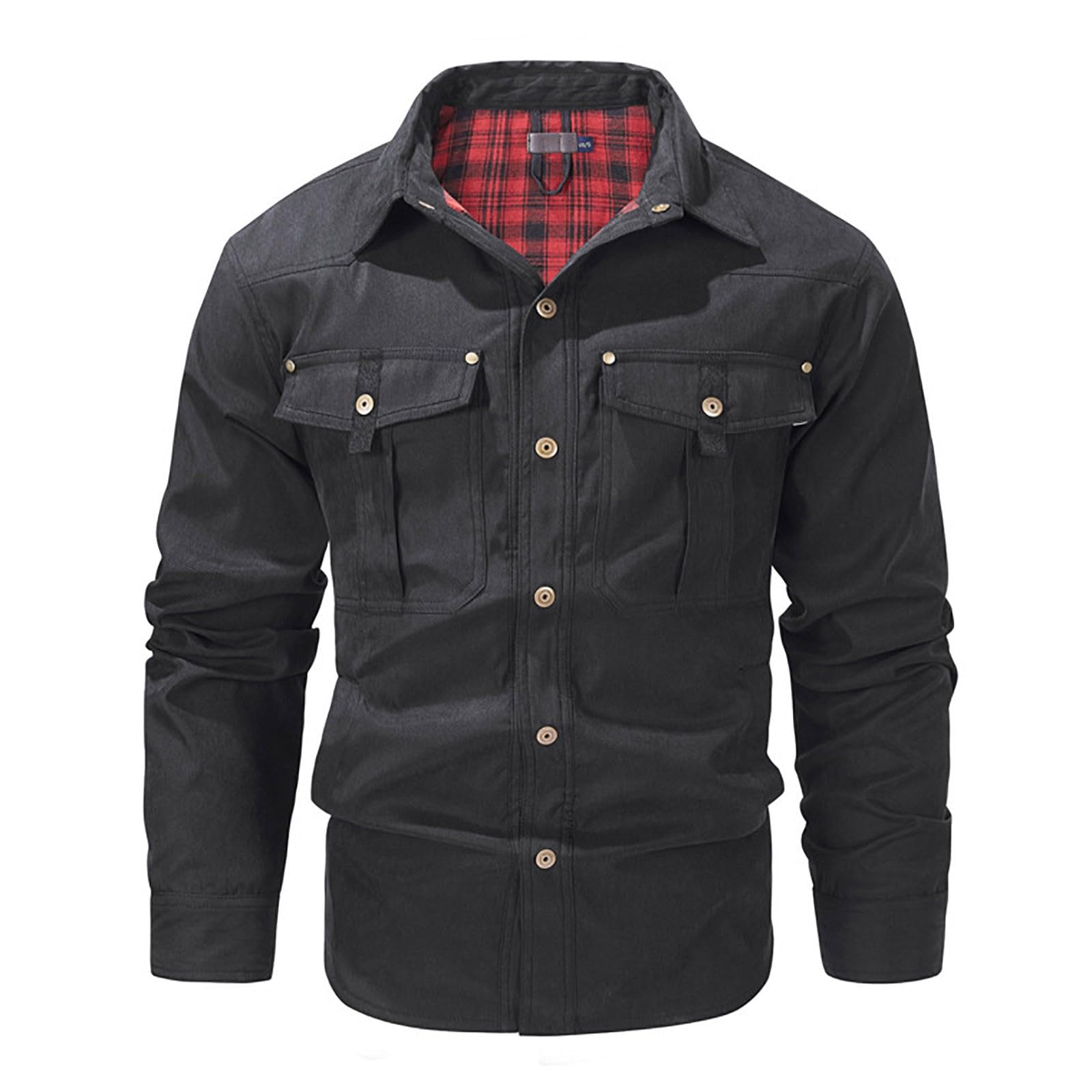 Generico Giacchetto Uomo - Cardigan con Bottoni in Flanella A Quadri con Colletto Giacca Casual Giacca Invernale alla Moda E Comoda
